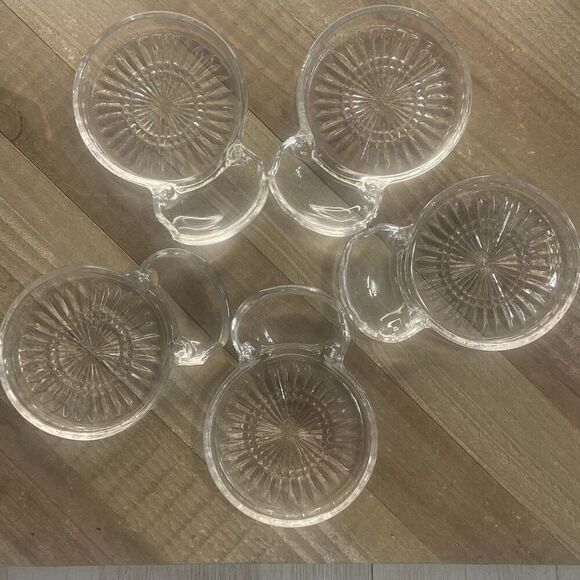 Vintage Fostoria Mademoiselle Clear Glass Drink Coasters w/ Spoon Rest Set of 5 - Picture 1 of 4